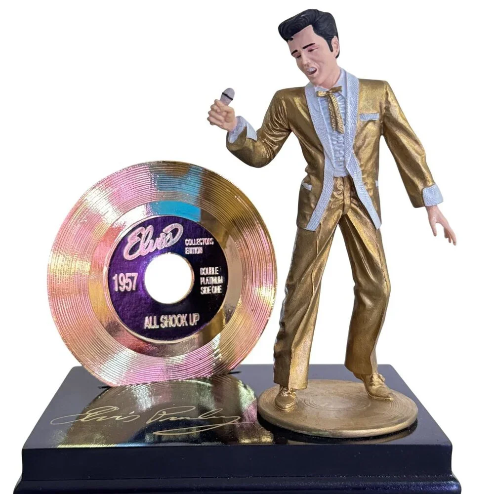 Vintage 1993 Elvis Presley Collection All shook up Gold Record Figurine Enesco